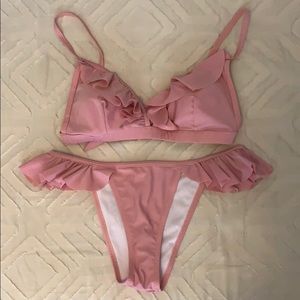 Pink ruffle bikini